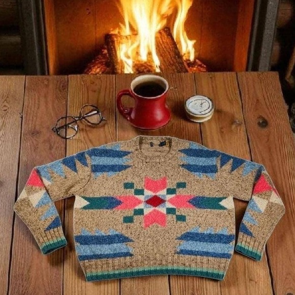 Ralph Lauren Other - Rare Polo Ralph Lauren Aztec Flower Intarsia Sweater S Beige Multi Unisex  $425